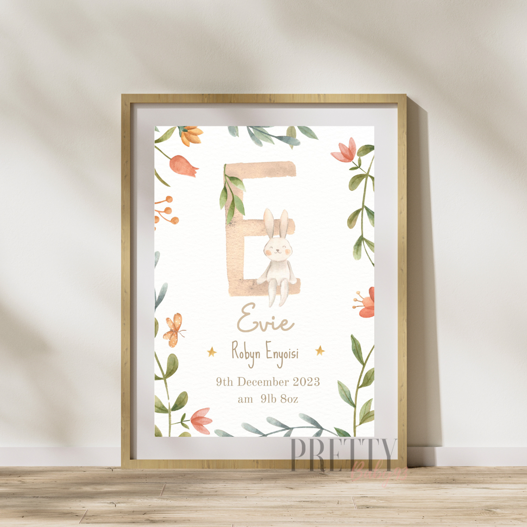 Personalised Baby Keepsake Print. Name, DOB and weight. (Download and print at home)
