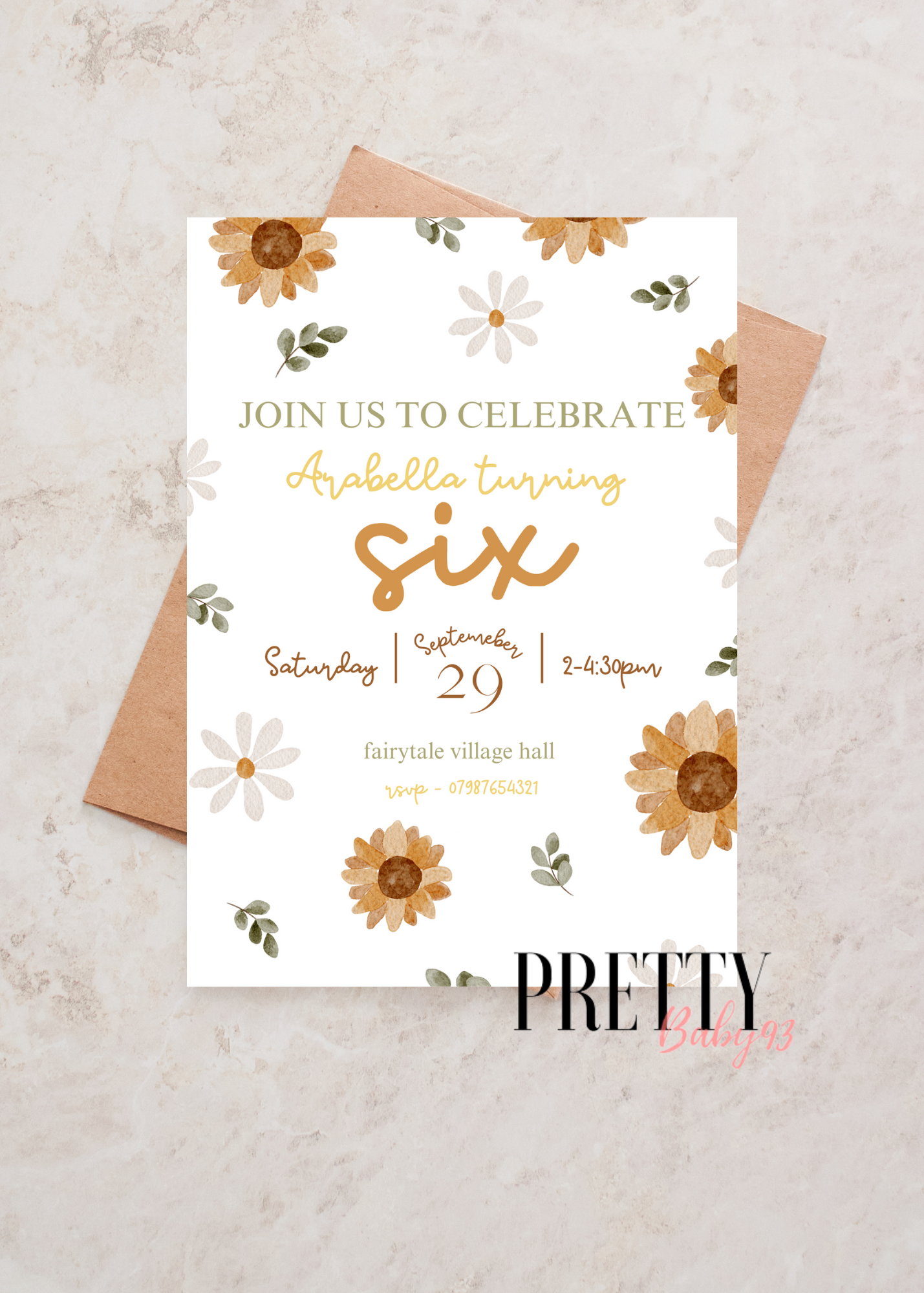 Personalised Sunflower Invitation