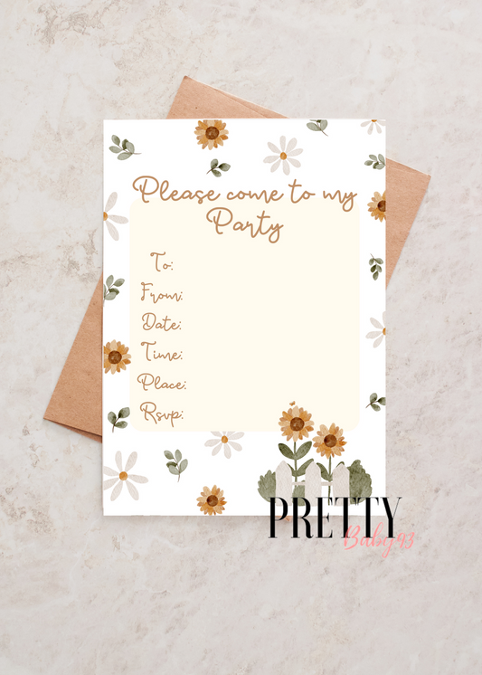 Sunflower/ Daisy Birthday Invitation INSTANT DOWNLOAD