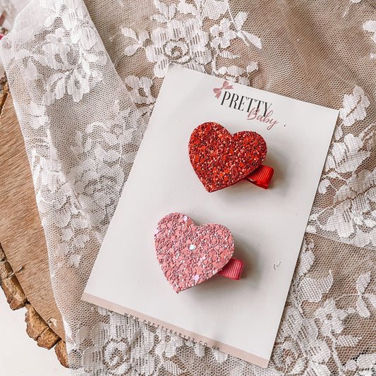 Glitter Heart clips