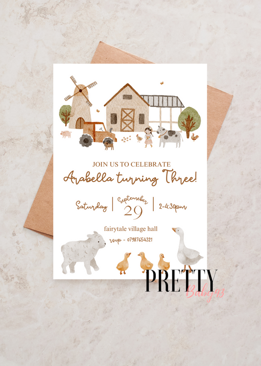 Personalised Farmyard Invitation