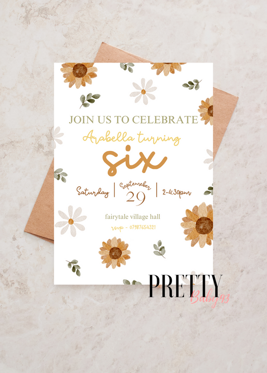 Personalised Sunflower Invitation