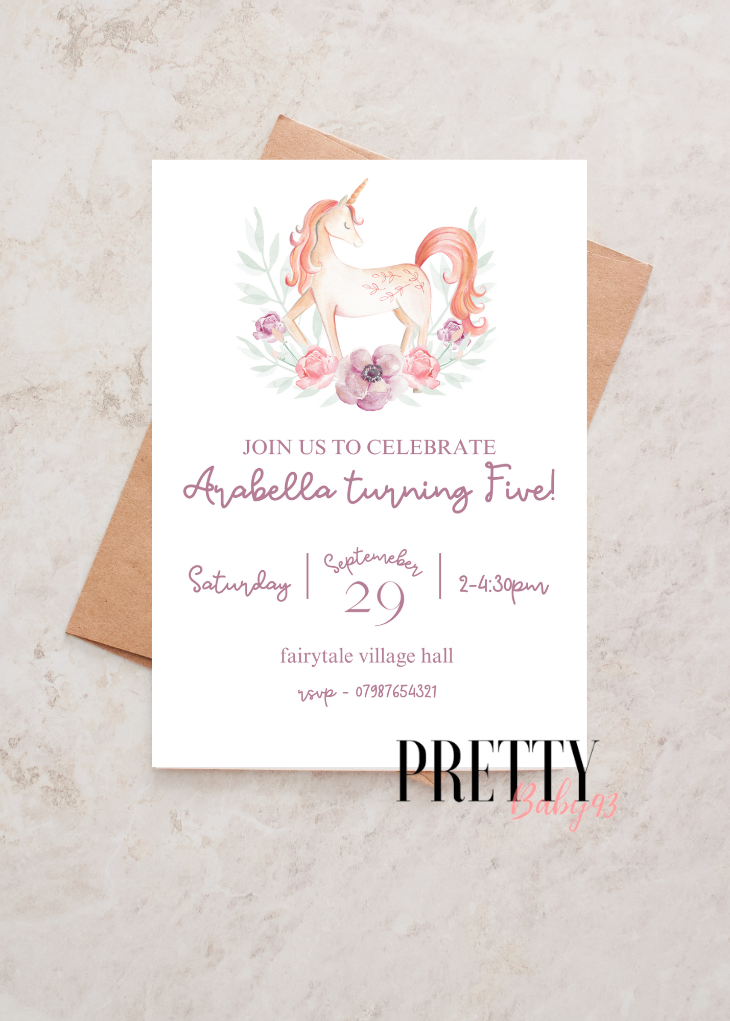 Personalised Unicorn Invitation