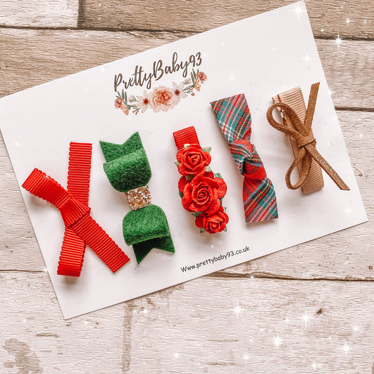 Christmas fringe bow set (4601025298497)