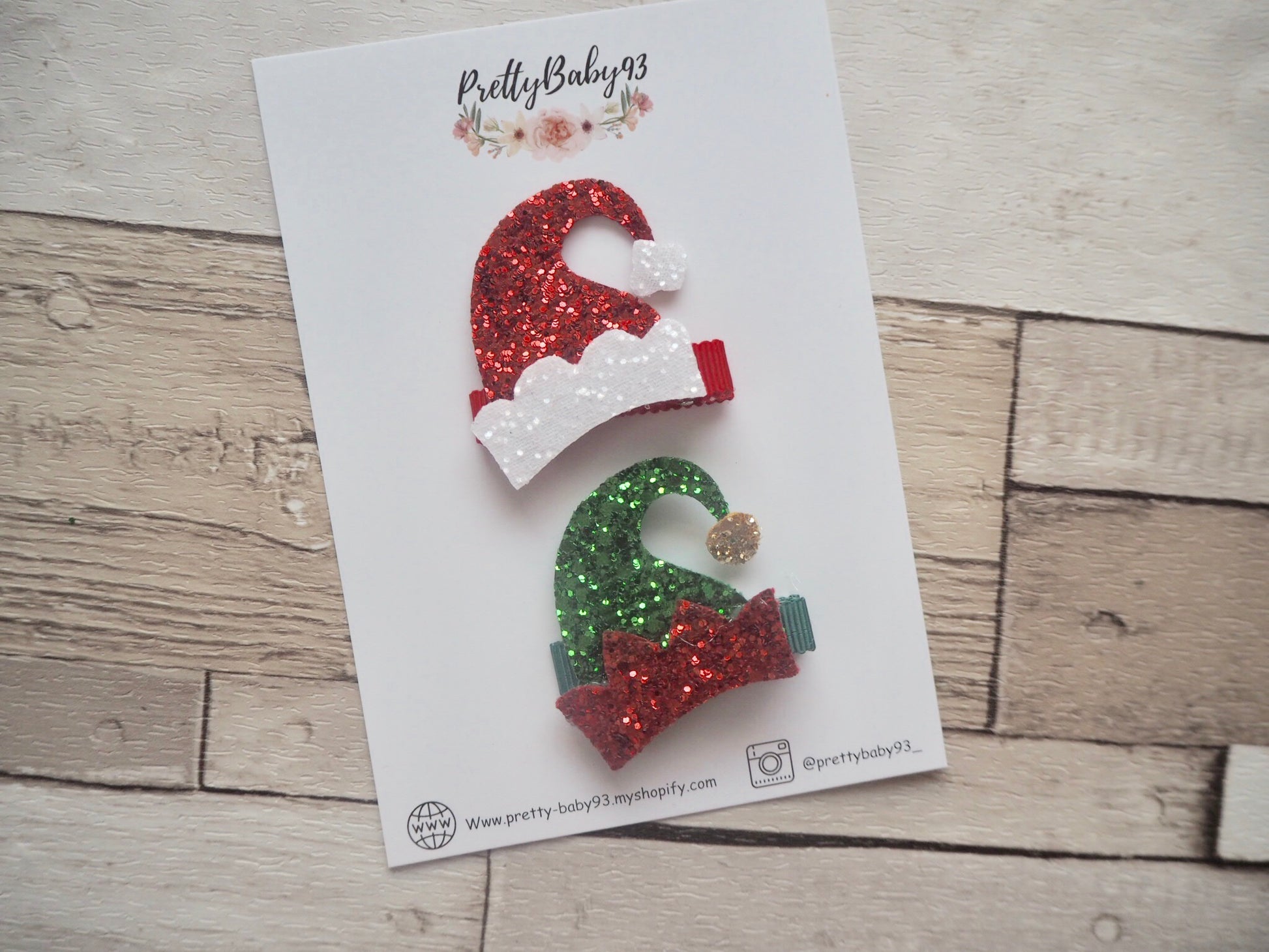 Little Santa/ elf hat crocodile clips (4092157952065)