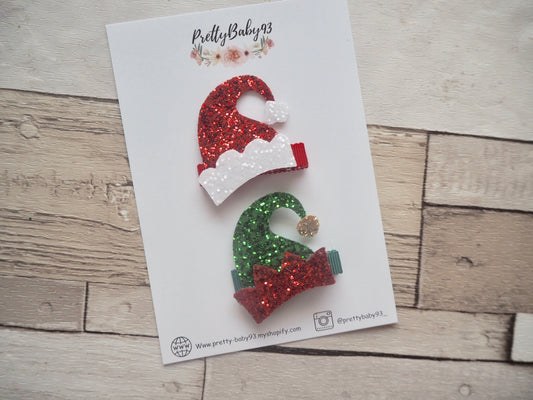 Little Santa/ elf hat crocodile clips (4092157952065)